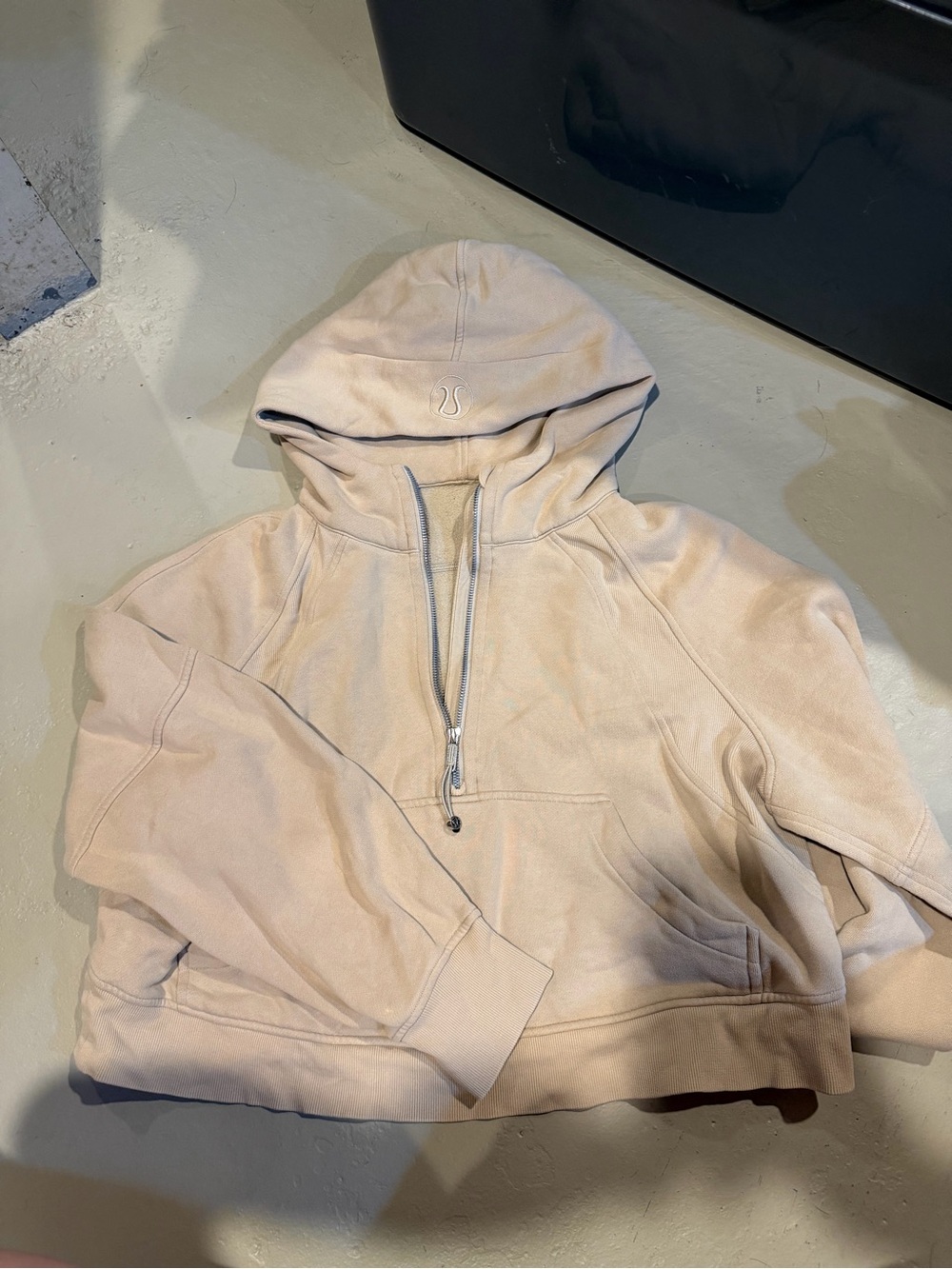 Lululemon Light Beige Half-Zip Hooded Sweatshirt